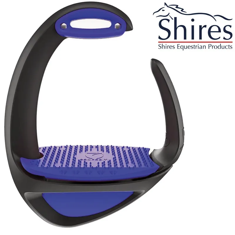 Shires Compositi Ellipse Stirrups - Comfort + - Black and Royal Blue 